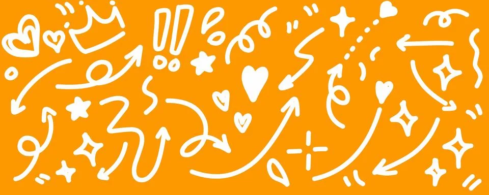 Hand drawn simple elements set. Doodle vector illustration Illustrazione stock