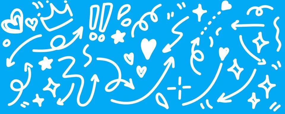 Hand drawn simple elements set. Doodle vector illustration イラスト素材