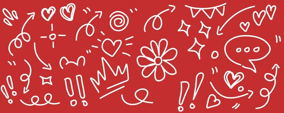 Hand drawn simple elements set. Doodle vector illustration 스톡 일러스트