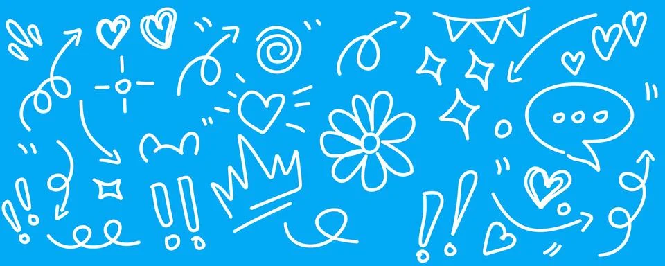 Hand drawn simple elements set. Doodle vector illustration Illustrazione stock