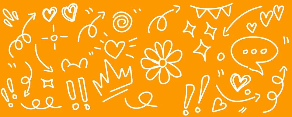 Hand drawn simple elements set. Doodle vector illustration	 스톡 일러스트