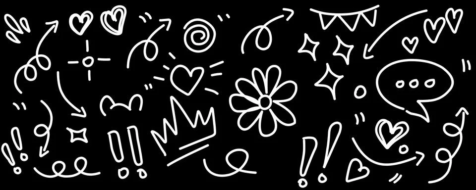 Hand drawn simple elements set. Doodle vector illustration	 Illustrazione stock