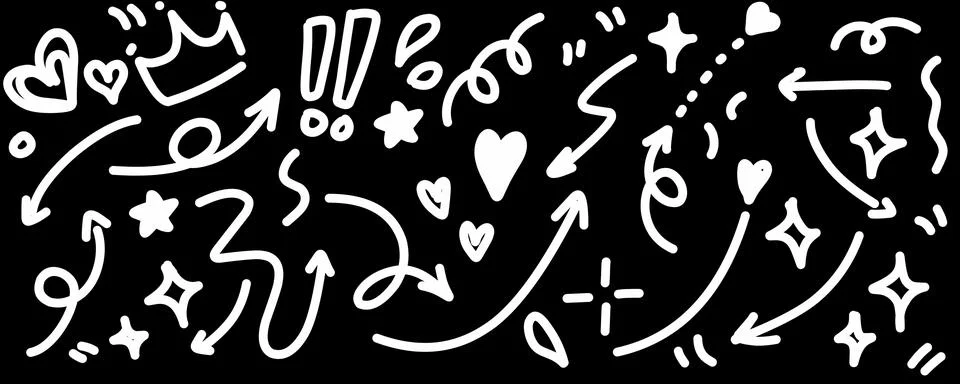 Hand drawn simple elements set. Doodle vector illustration	 Stockillustratie