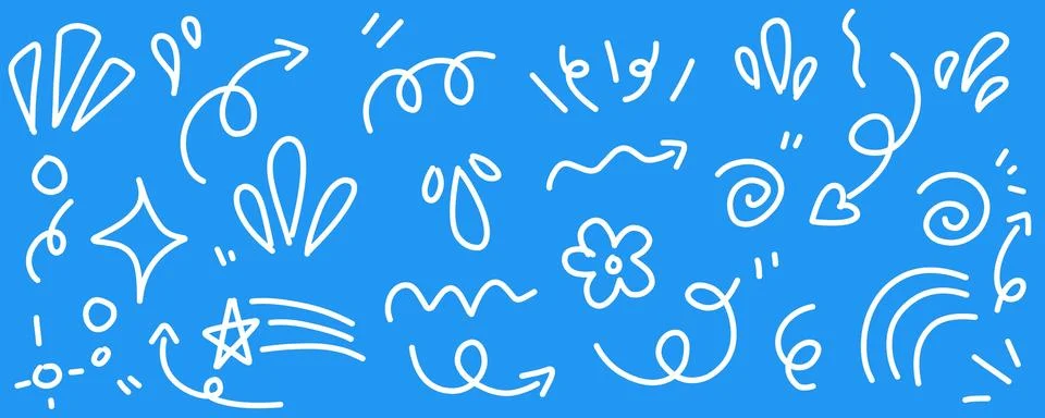 Hand drawn simple elements set. Doodle vector illustration	 스톡 일러스트