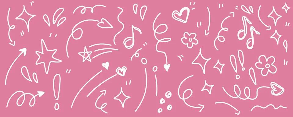 Hand drawn simple elements set. Doodle vector illustration	 스톡 일러스트