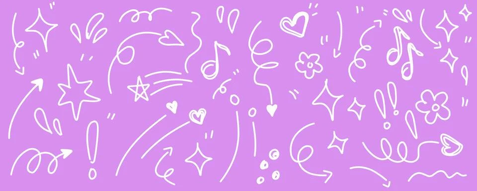 Hand drawn simple elements set. Doodle vector illustration	 스톡 일러스트