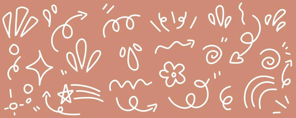 Hand drawn simple elements set. Doodle vector illustration	 イラスト素材