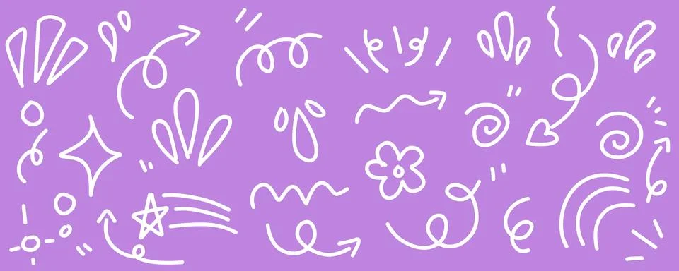 Hand drawn simple elements set. Doodle vector illustration	 Stockillustratie