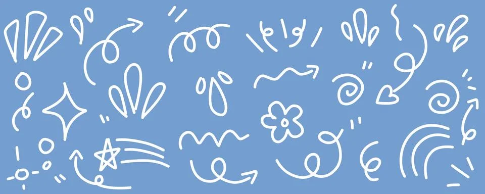Hand drawn simple elements set. Doodle vector illustration	 Illustrazione stock
