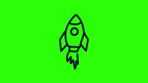 Hand Drawn Simple Flying Doodle Rocket Animation Green Screen Stock Footage 336849752