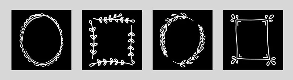Hand drawn simple frames, isolated social media template Illustrazione stock