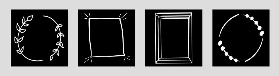 Hand drawn simple frames, isolated social media template Stock Illustration