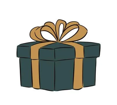 Hand drawn simple gift box with bow present vector illustration Ilustración de archivo
