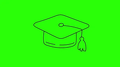 Hand Drawn Simple Graduation Outline Icon Floating Animation Green Screen Stock Footage 336849737