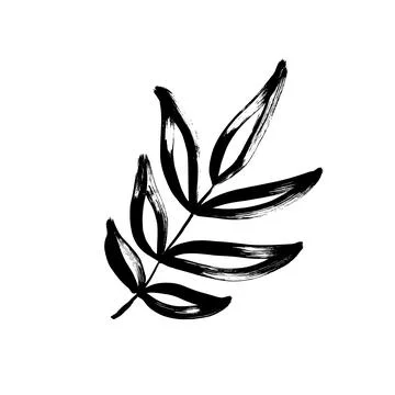 Hand drawn simple leaf isolated on white. Stock Illustration