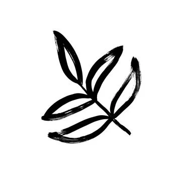 Hand drawn simple leaf isolated on white. Stock Illustration