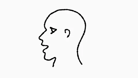Hand drawn simple line face. Profile of human face being drawn. 2d animation Stock Footage 321902871