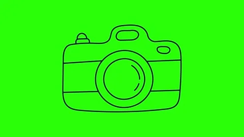 Hand Drawn Simple Outline Camera Flash Animation Green Screen Stock Footage 336849676