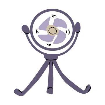 Hand drawn simple portable fan - electric appliance Stock Illustration