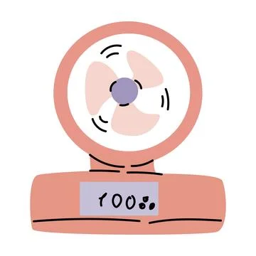 Hand drawn simple portable fan - electric appliance Stock Illustration