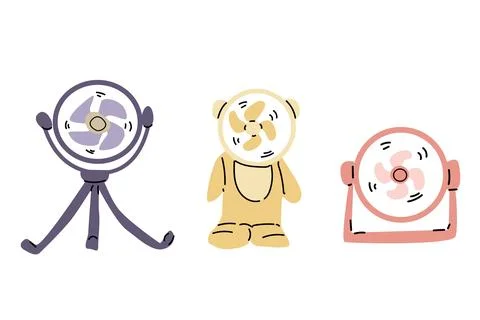 Hand drawn simple portable fan - electric appliance Stock Illustration