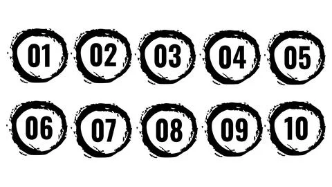 Hand drawn simple round numbers in flat style, set of numbers 1-0 simple Stock Illustration