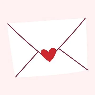 Hand drawn simple style vector illustration drawing of a cute love letter i.. Stock Illustration