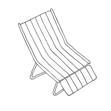 Hand drawn simple vector illustration of a deckchair, summer beach equipment Stock Illustration