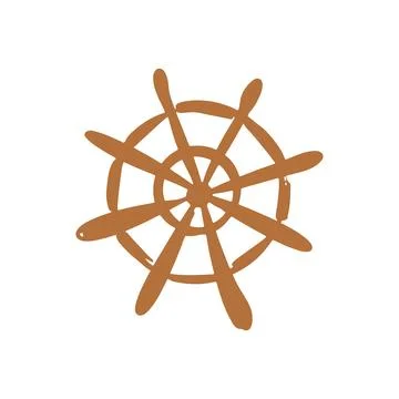Hand drawn simple vector illustration of a ship steering wheel design Stock Illustration