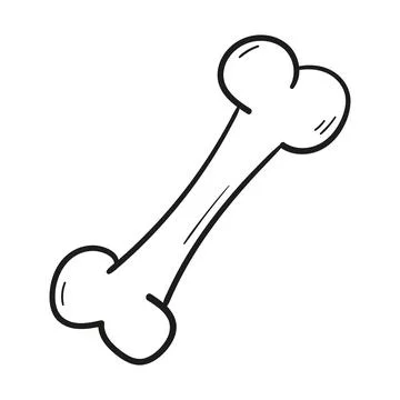 Hand drawn skeleton bone icon in doodle style isolated Illustrazione stock