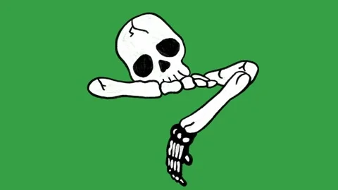 Hand-Drawn Skeleton Skull and Bones Posing Animation on Green Screen | Funny Video stock 318317589