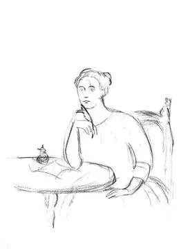 Hand drawn sketch of authoress Jane Austen Stock Illustration