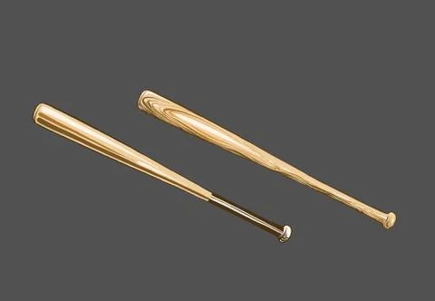 Hand drawn sketch of baseball bat in color, isolated on white background Stock Illustration