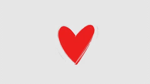 Hand drawn sketch of beating red heart video frame isolated on transparent backg Video stock 342090551