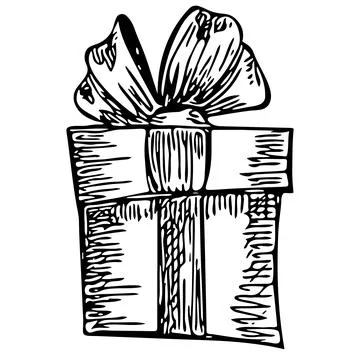 Hand drawn sketch of box gift. Vector illustration. Stock Illustration