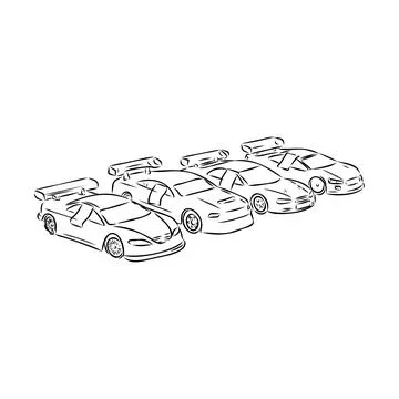Hand drawn sketch car vector. car model sports, vector sketch. Pencil design. Stock Illustration