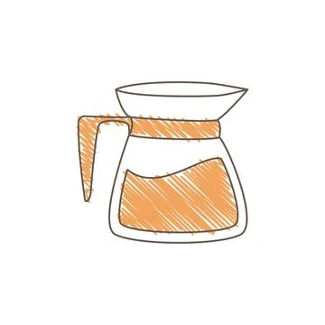 Hand Drawn Sketch Of A Coffee Maker Flask With Transparent Glass And Brewed.. Illustrazione stock