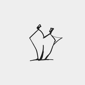 Hand Drawn Sketch Dancing Jumping Dynamic Figure Minimal Line Art Vector Il.. Ilustração Stock