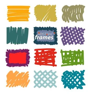 Hand drawn sketch doodle frames, borders, square and rectangle shapes for text Illustrazione stock