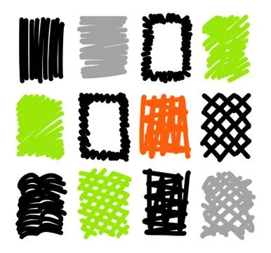 Hand drawn sketch doodle frames, borders, square and rectangle shapes for text 스톡 일러스트