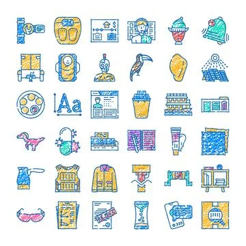 Hand drawn sketch doodle icon collection 스톡 일러스트