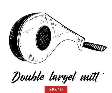 Hand drawn sketch of double target mitt in black isolated on white background. Stock Illustration