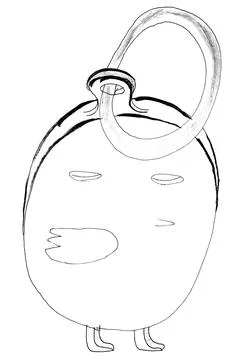 Hand drawn sketch of egg or chick shape keychain 스톡 일러스트
