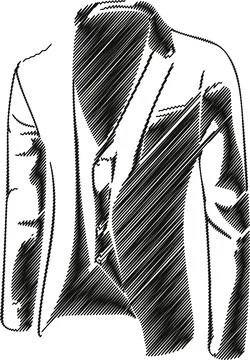 Hand Drawn Sketch of Elegant Formal Suit Jacket Stock Illustration