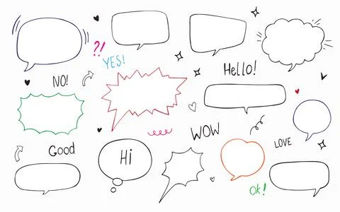 Hand drawn sketch elements speech bubble Stock Illustration