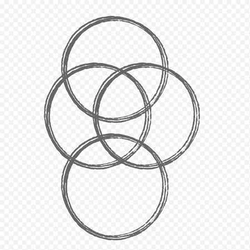 A hand-drawn sketch of four overlapping circles on a transparent background. Stock Illustration