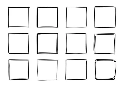 Hand drawn sketch frame vector. Simple doodle rectangle pencil frame border Stock Illustration