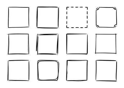 Hand drawn sketch frame vector. Simple doodle rectangle pencil frame border Stock Illustration