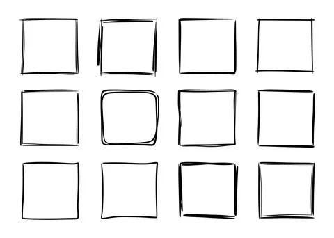 Hand drawn sketch frame vector. Simple doodle rectangle pencil frame border Stock Illustration
