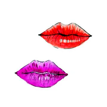 Hand drawn sketch of lips Stock Illustration
